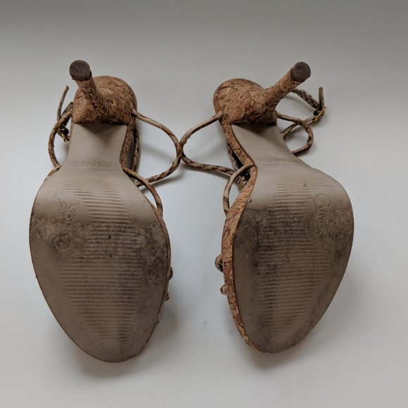 EUC (W6.5) - CARLOS SANTANA Cork Sandal with Gold Flecks - Picture 3 of 3